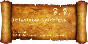 Hofmeister Valéria névjegykártya